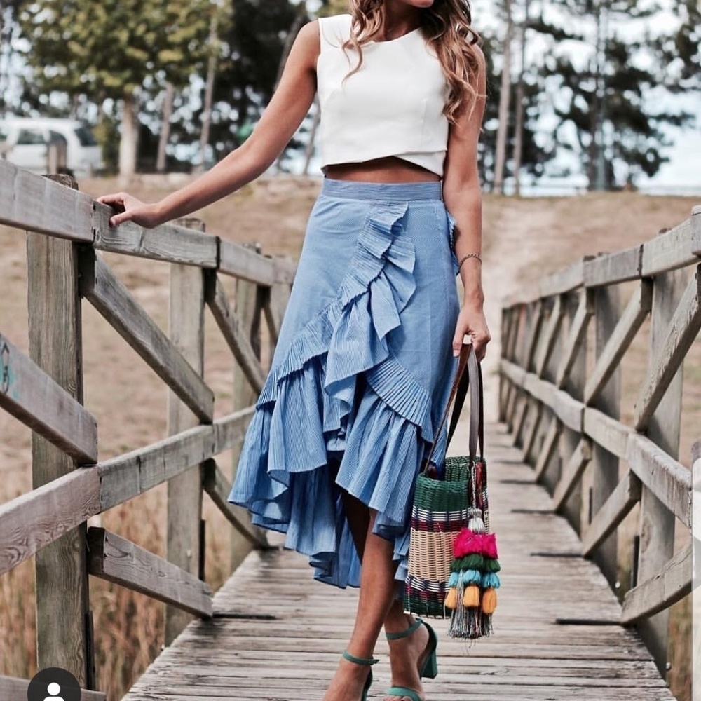 Beautiful layered skirt blue and white stripe.